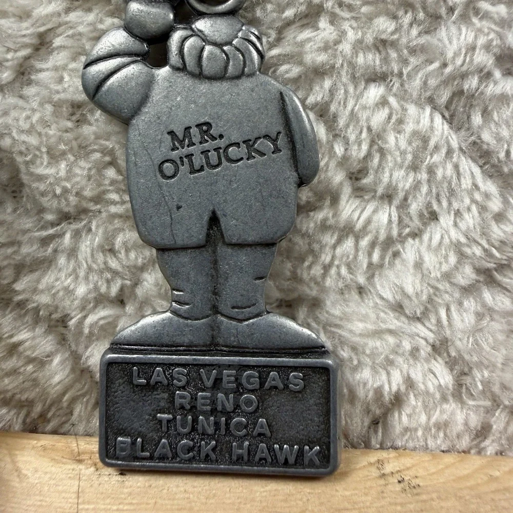 Vintage Las Vegas Fitzgeralds Casino‎ Mr. O'Lucky Figurine Keychain FOB Souvenir